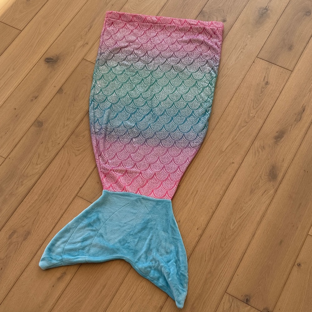 Justice Pink and Blue Mermaid Tail Blanket